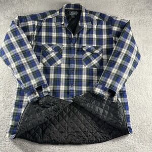 VINTAGE Woolrich Jacket Shacket Mens XXL Long 2x Blue Quilt Lined Outdoors